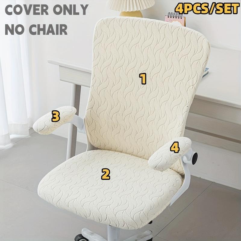 4Pcs Solid Color Jacquard Stretchable Computer Office Chair Covers Soft Dustproof Pet Scratch Resistant Retractable Chair Covers