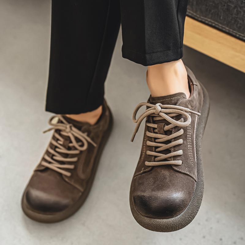 Men's Retro Genuine Leather Casual Shoes, Stylish Lace-Up, Ultra-Durable Outsole, Must-Have for Trendsetters Street & Daily Vibe
