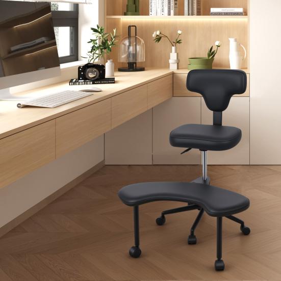 Sedia da Ufficio a Gambe Incrociate, Sedia da Scrivania ADHD, per Adulti, con Ruote, Supporto Lombare Criss e Altezza Regolabile