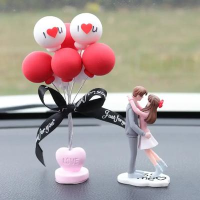 Cartoon Couples Car Decoration Accessories Romantic Lovers Figurines Balloon Ornament Auto Interior Dashboard Accessories Gifts