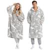 [Winthome] Wearable Blanket, Long Length, Loungewear, Zippered, Full Body Coverage, Gaming, Fleece-lined Sheep Boa, Fluffy, Lightweight, Warm, Hooded,