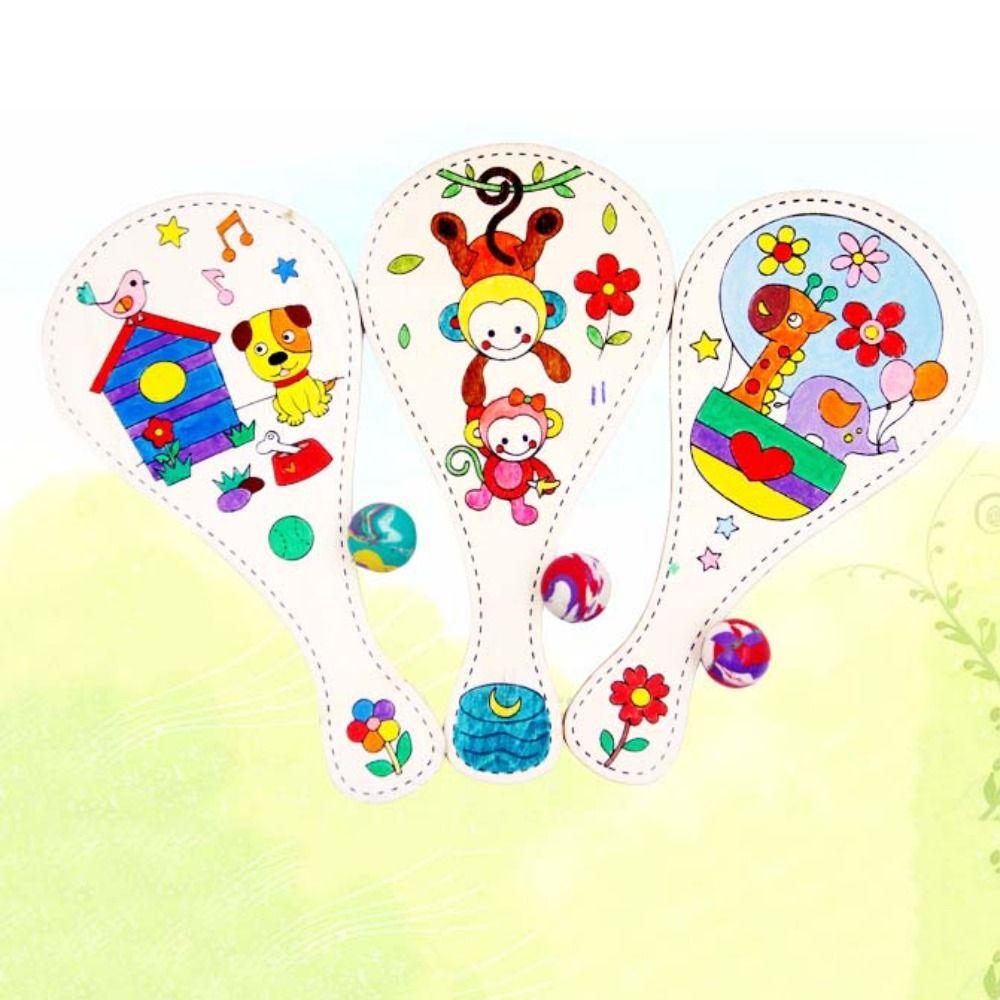 With String DIY Paddle Ball with String Blank Racket Wooden Racket  Educational