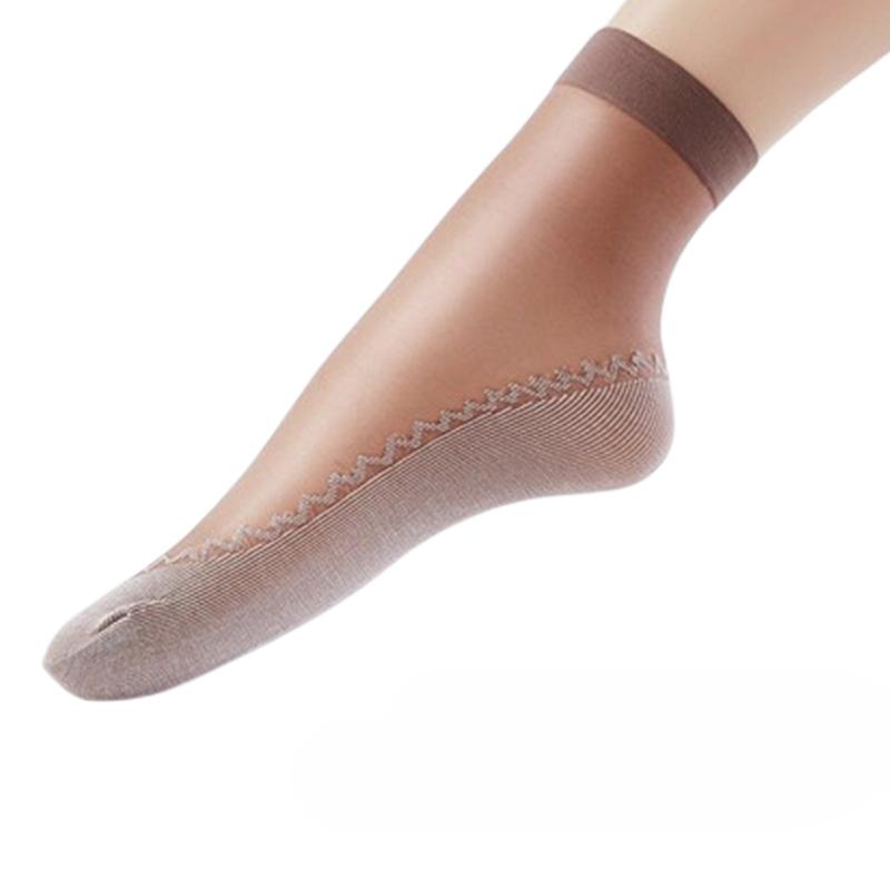 

10 пар женских прозрачных дышащих летних тонких мягких шелковых носков с нескользящей подошвой, модные женские носки кофейный