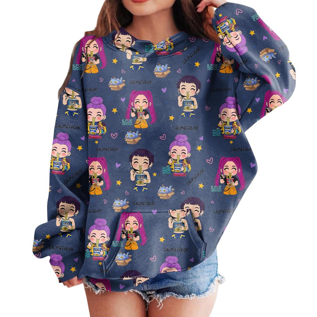 Sweatshirts For Teen Girls Hoodies Long Sleeve Drawstring Pullover Cute Printed Hoodie Top