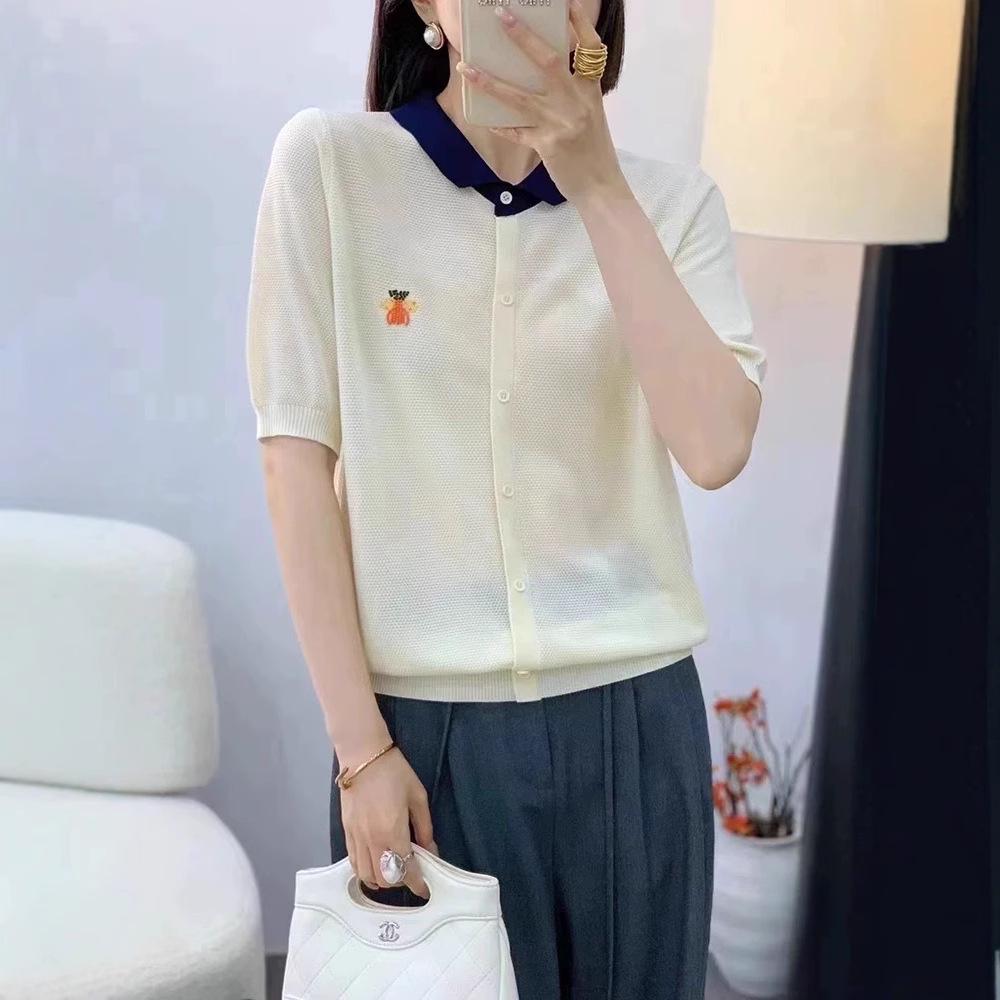 

Летняя женская трикотажная блузка из двух частей с коротким рукавом Medium белый/кремовый