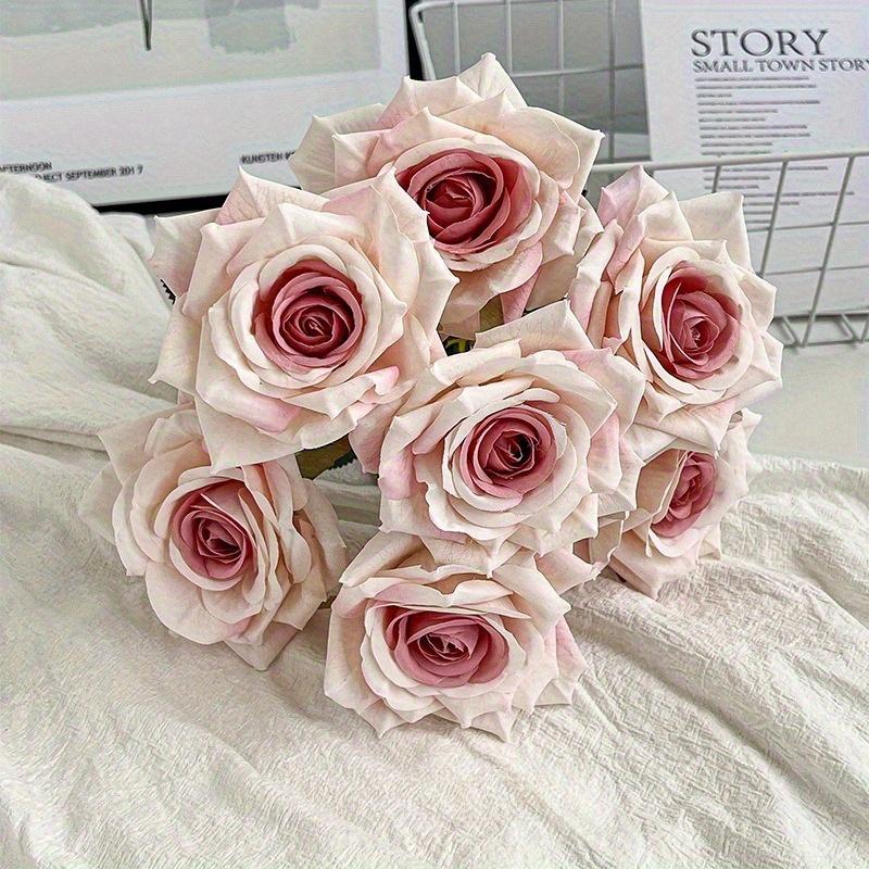 1Pc 7 Heads Embossed Cappuccino Rose Bouquet Simulation Flowers for Wedding Home Decoration Holiday Decoration Valentine's Day Gift Birthday Gift