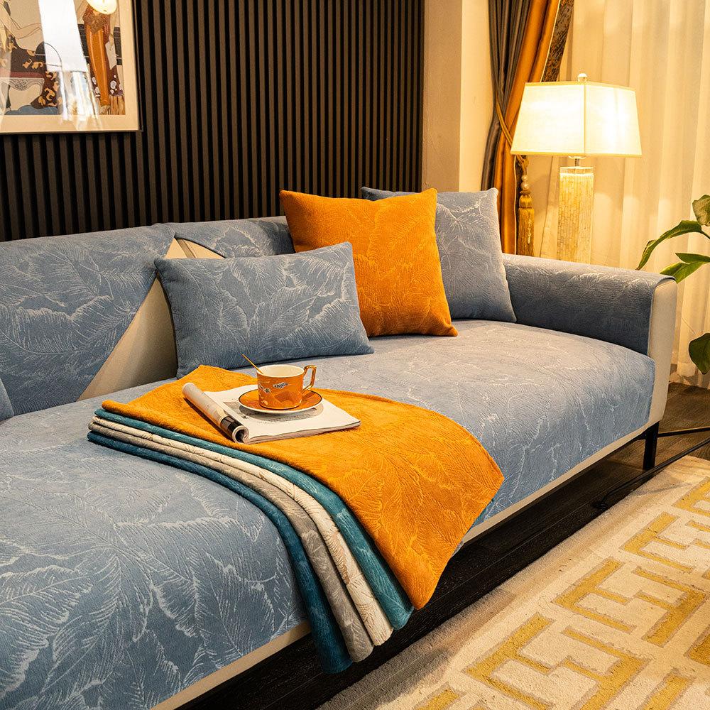 Cojín de Sofá Universal de Cuatro Estaciones Jacquard de Chenilla Moderno Hogar Simple Antideslizante Toalla Cojín de Sofá