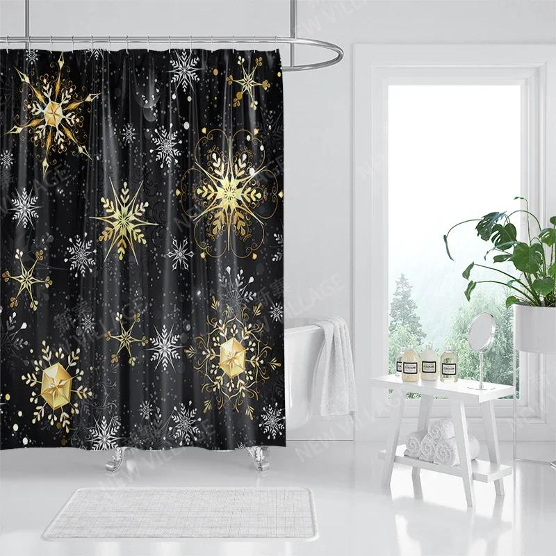 Household Waterproof Fabric Home Shower Curtain Accessories 90x180 Shower Curtain 240 * 200 Christmas Peripheral Shower Curtain