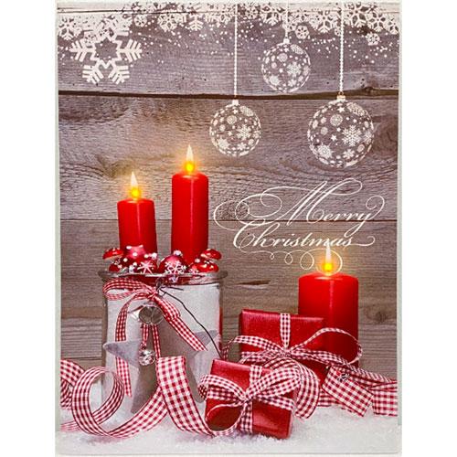 LED Lighted Art Christmas Canvas Painting (Burning Candles)