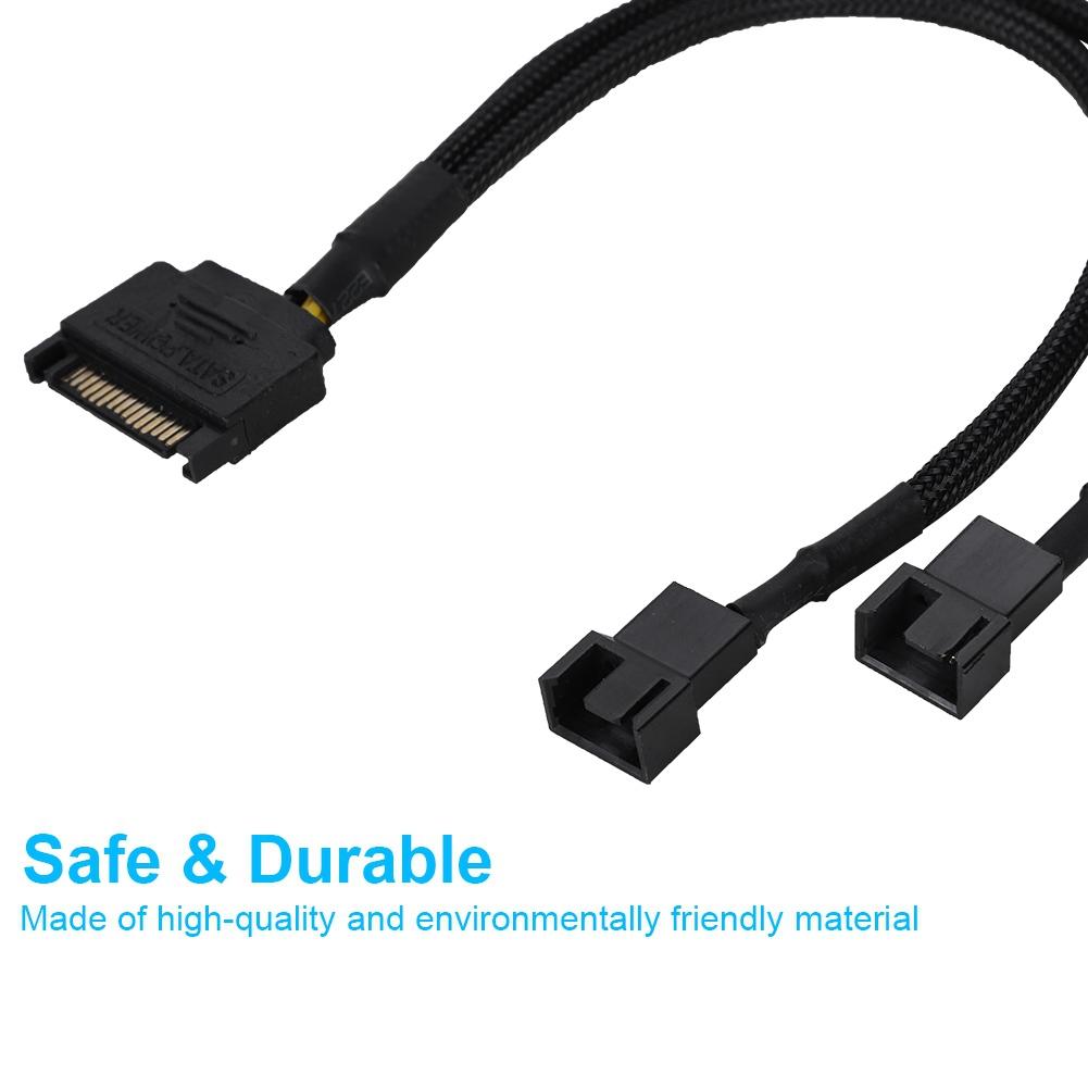SATA 15Pin To 2*4Pin Cooling Fan Power Adapter Cable 2 Way Converter 22AWG Cable
