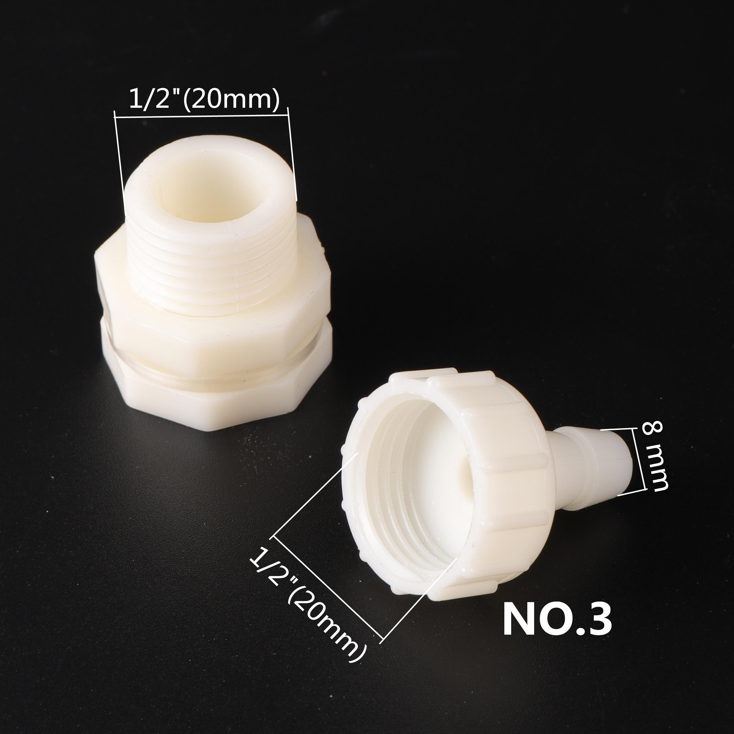 

Соединитель резервуара для воды с наружной и внутренней резьбой 1/2 дюйма, внутренний диаметр 4/6/8/10/12/14/16/20 мм, фитинги для труб, распределительное соединение для подачи воды 8mm