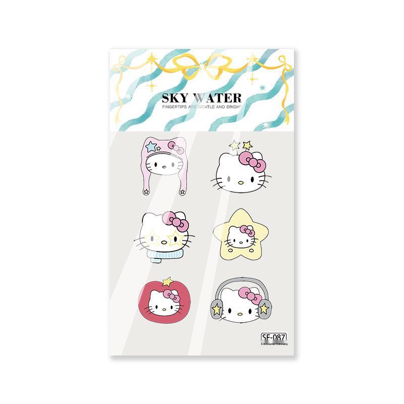 3D Embossed Kitty Cat Nail Art Stickers - Cartoon Sky Melody Design