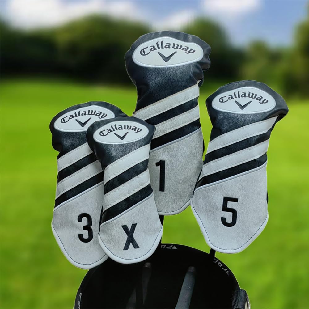 Pokrowiec na główkę kij golfowy żelazo fairway wood główka drivera dedykowany pokrowiec na główkę [ELLIE&LEO] Callaway. zestaw 4-częściowy, okładka, okładka, numer, etykieta, (czarny) [Używany]