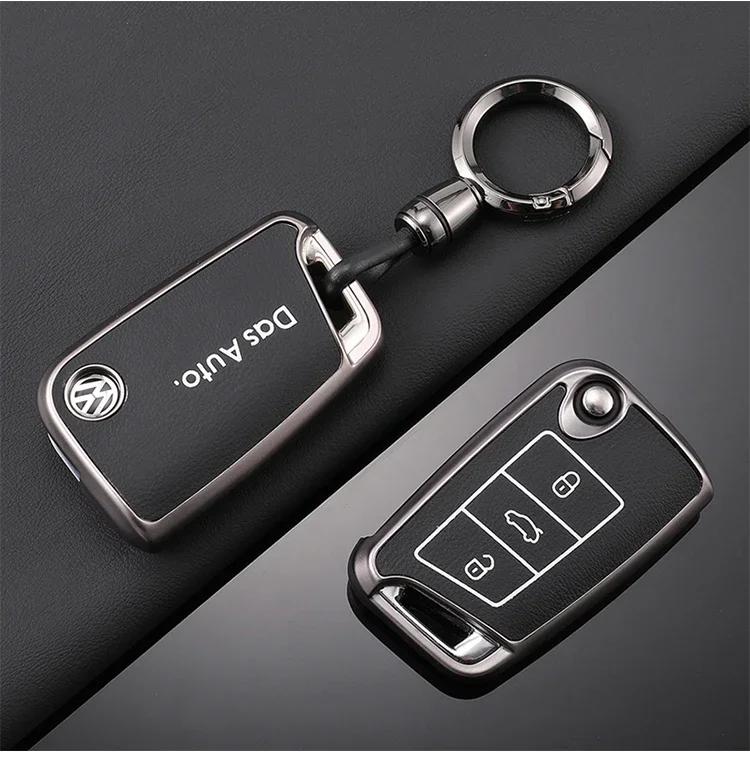 Für VOLKSWAGEN VW TPU Leder Auto Fernbedienung Schlüsselhülle Fob Abdeckung Halter Schale Für VW Volkswagen Golf 7 MK7 Tiguan MK2 T-roc T-cross A
