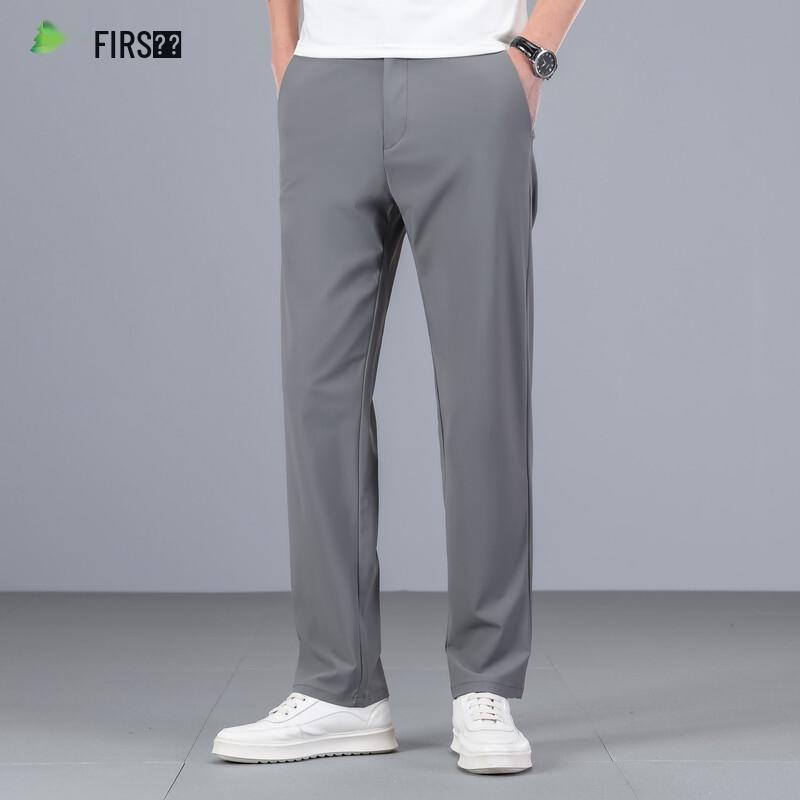 FIRS Men's Wrinkle-Resistant Stretch Straight-Leg Trousers