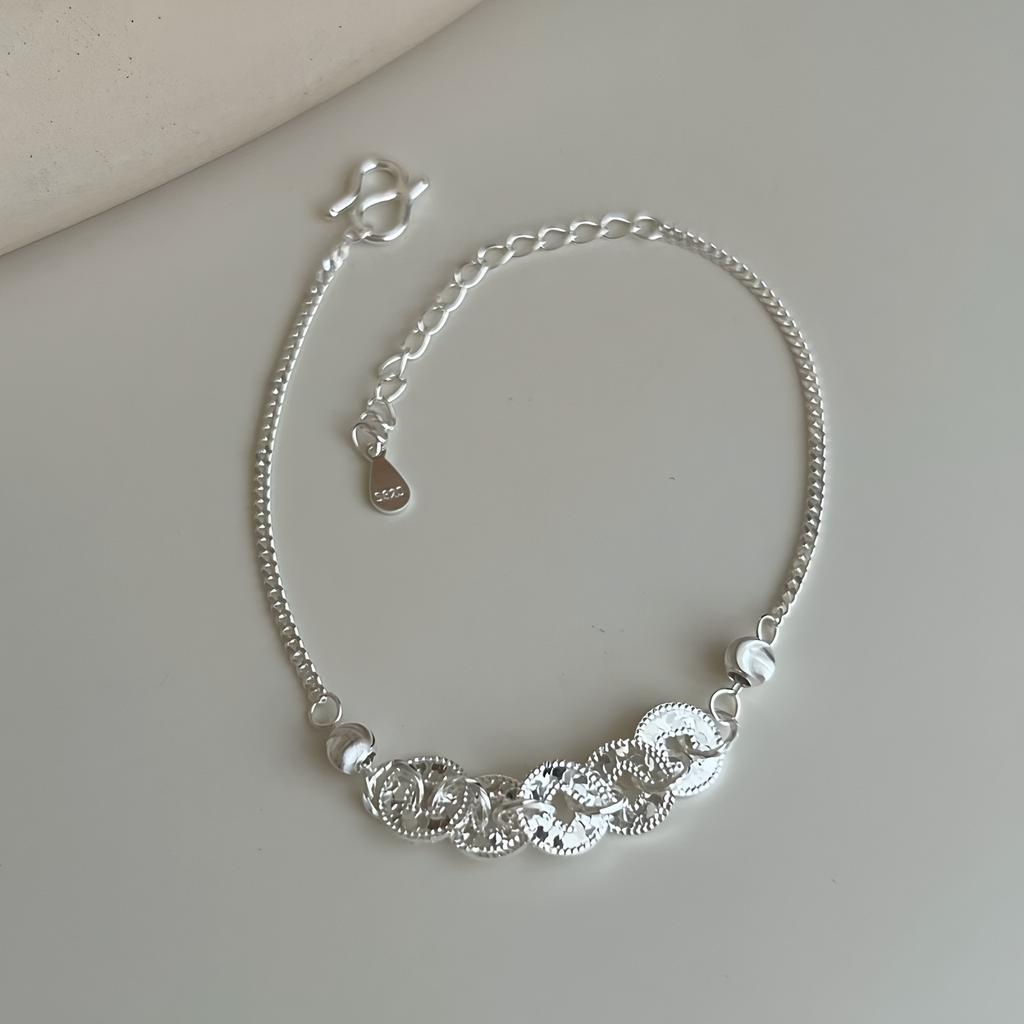 925 Silver Multicolour Bead Bracelet For Women Three Layers Geometry Drip Glaze Versatile Jewelry Dropship