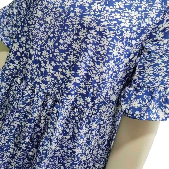 Women Summer Floral Midi Dress Casual V-Neck Ruffle Short Sleeve Flowy Dress Boho Beach