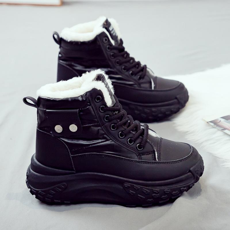 

бархатные женские высокие кеды зимние теплые сноубутсы женские ботинки Мартин новые зимние хлопковые ботинки на толстой подошве женские ботинки 40