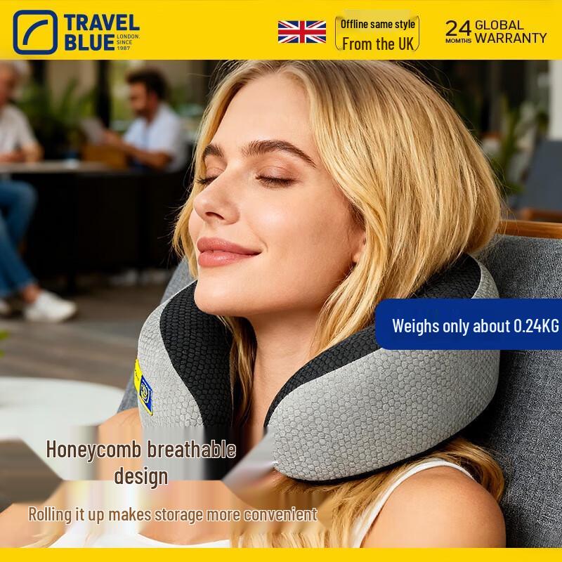TRAVEL BLUE Breathable Memory Foam U-Shaped Travel Neck Pillow