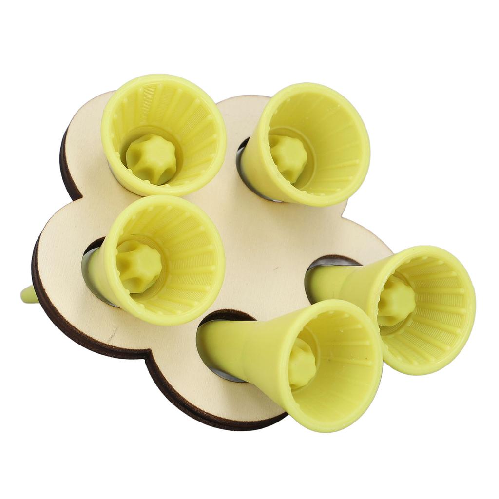 Bee Drinking Cup with Wooden Stand 5 Cups Plastic Water Dispenser Watering Station for Thirsty