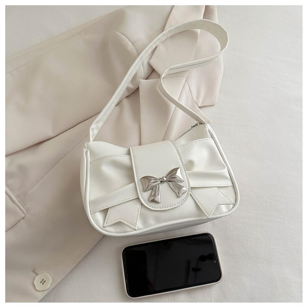 Borsa Sottobraccio in Ecopelle PU per Donne Ragazze Fiocchi Borsa a Spalla Moda Shopping Borsa da Appuntamento Stile Francese Pieghettata Borsa Sottobraccio