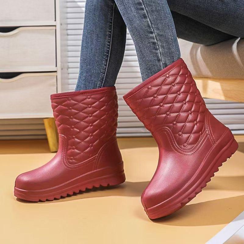 Fleece snow boots non-slip warm waterproof rain boots student boots EV integrated shoes laundry shoes