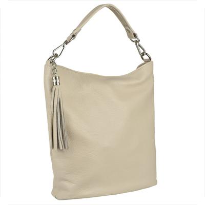 Light Beige Leather Shopper Bag