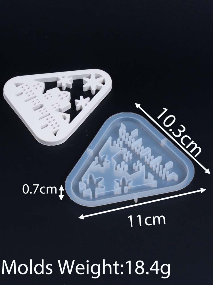 3D Triangle Hollow Candle Holder Silicone Mold DIY Santa Claus Snowman Christmas Tree Elk House Gift Box Candlestick Craft Molds