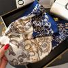 Spring/Summer New70*70cm Square Scarf Breathable Flower  Print Neckerchief Women’s Classical Imitation Silk Bandannas
