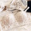 Sexy Lace Flowers Embroidery Underwear Set for Women Comfort Thicken Cup Push Up Bra Detachable Strap Top Bralette Lingerie Sets