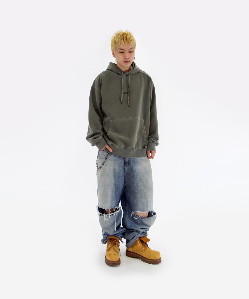 PIGMENT Small Logo Hoodie Khaki