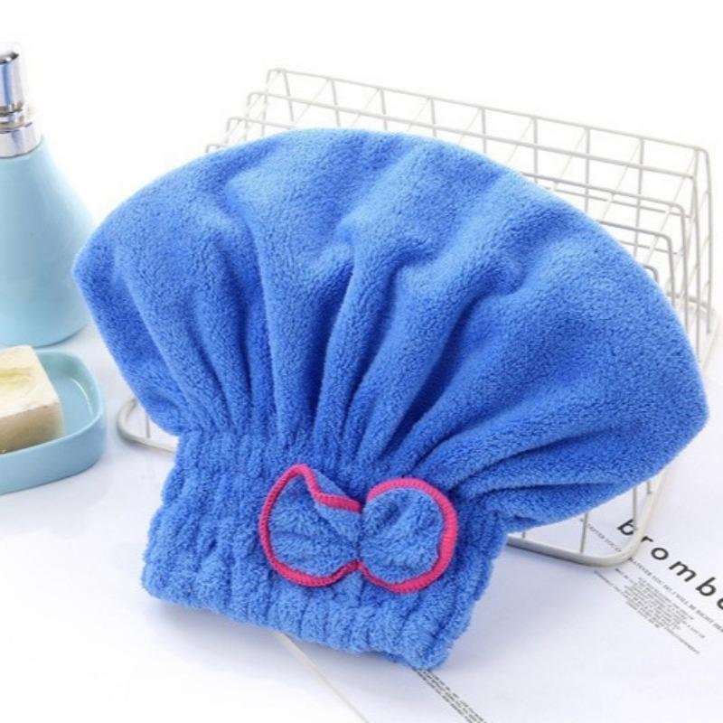 

Shower Cap Women Hair Microfibre Quick Drying Bath Spa Bowknot Wrap Towel Hat for Room Accessories синій