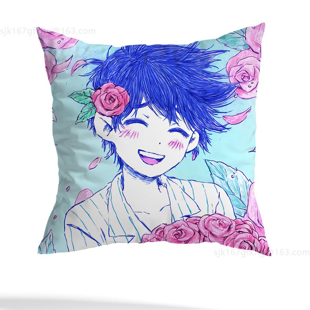 O-Omori Game Pillow Case Square Double-Sided Printing Short Plush Sofa Cushion Cover Bedroom Bedside Pillow