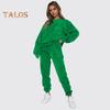 2 Pcs/Set Women Top Pants Set Long Sleeve Elastic Cuff Sweatshirt Pure Color Stretchy High Waist Ankle-banded Trousers Sport Fitness Tracksuit