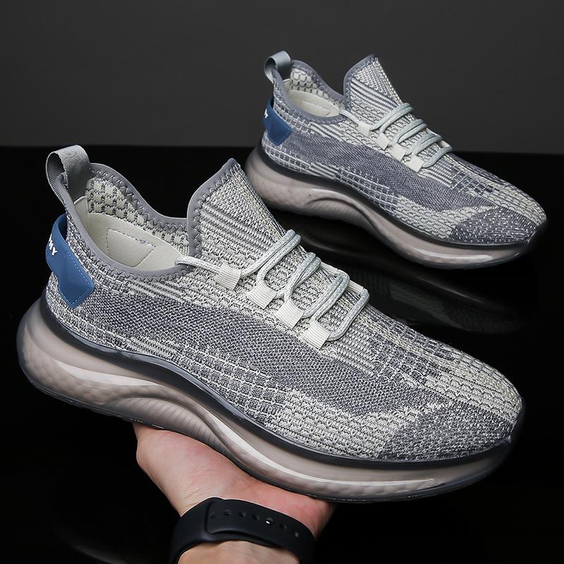 2025 Summer Casual Shoes Men's Flying Woven Shoes Mesh Shoes Men's Hollow Breathable Running Shoes Outdoor 2025