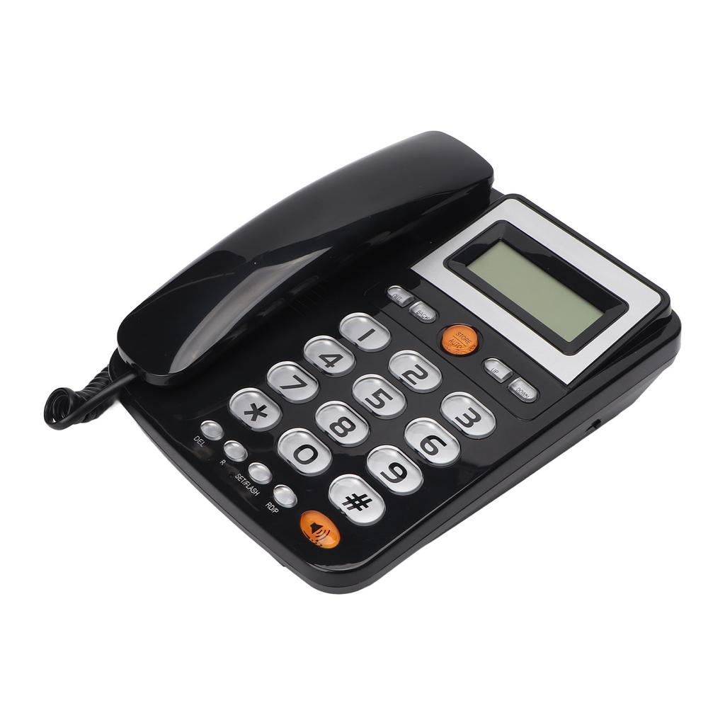 Big Button Corded Phone Hands Free Calls LCD Adjustable Brightness One Touch Speed Dialling Landline Telephone Black