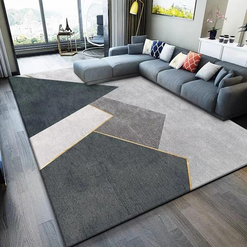 Skandinavischer Geometrischer Wohnzimmerteppich Langlebiges Rutschfestes Design Großzügige Fläche Bodenmatte Stilvolle Heimdeko Teppich Moderne Räume