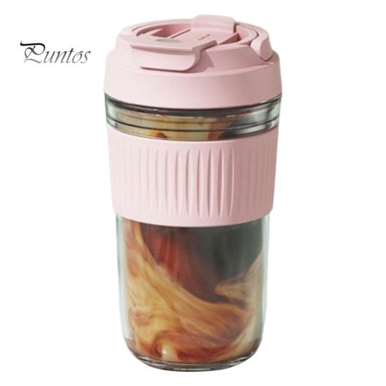 

Портативный стеклянный стакан с силиконовой трубочкой 350/500 мл, герметичная многоразовая кофейная кружка для офиса, школы, стеклянный сосуд для питья горячих и холодных напитков 500ML светло-розовый