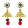 Dazzling Flower Design Gold Plated Choker Style Copper Necklace Set With Mangtikka For Women