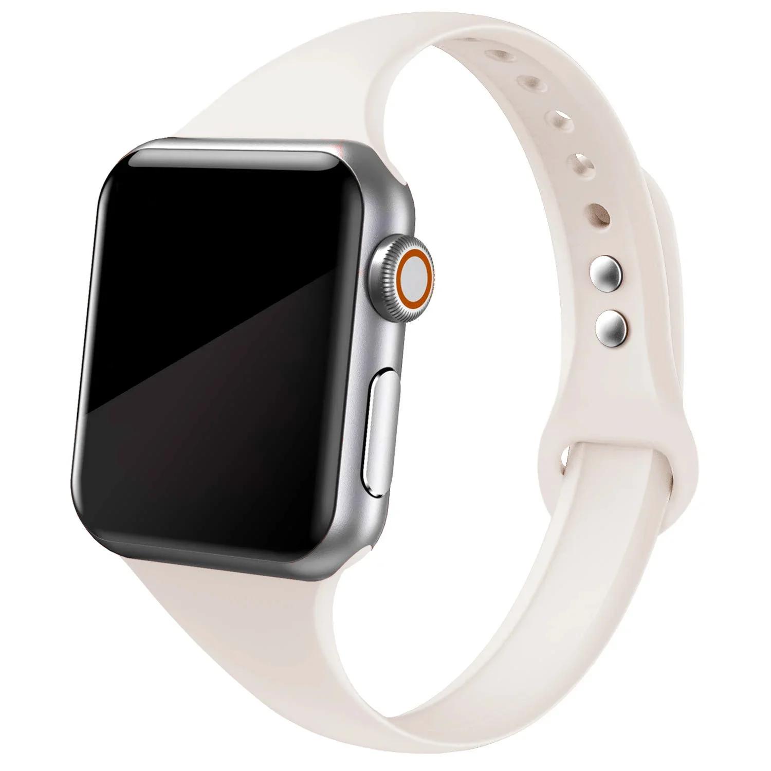 

Тонкий силиконовый ремешок для Apple watch band 45 мм 44 мм 41 мм 40-38-42 мм Спортивный браслет iWatch series10 8 7 6 5 se 4 3 9 ultra 2 49 мм S10-46 45 44 42 49mm