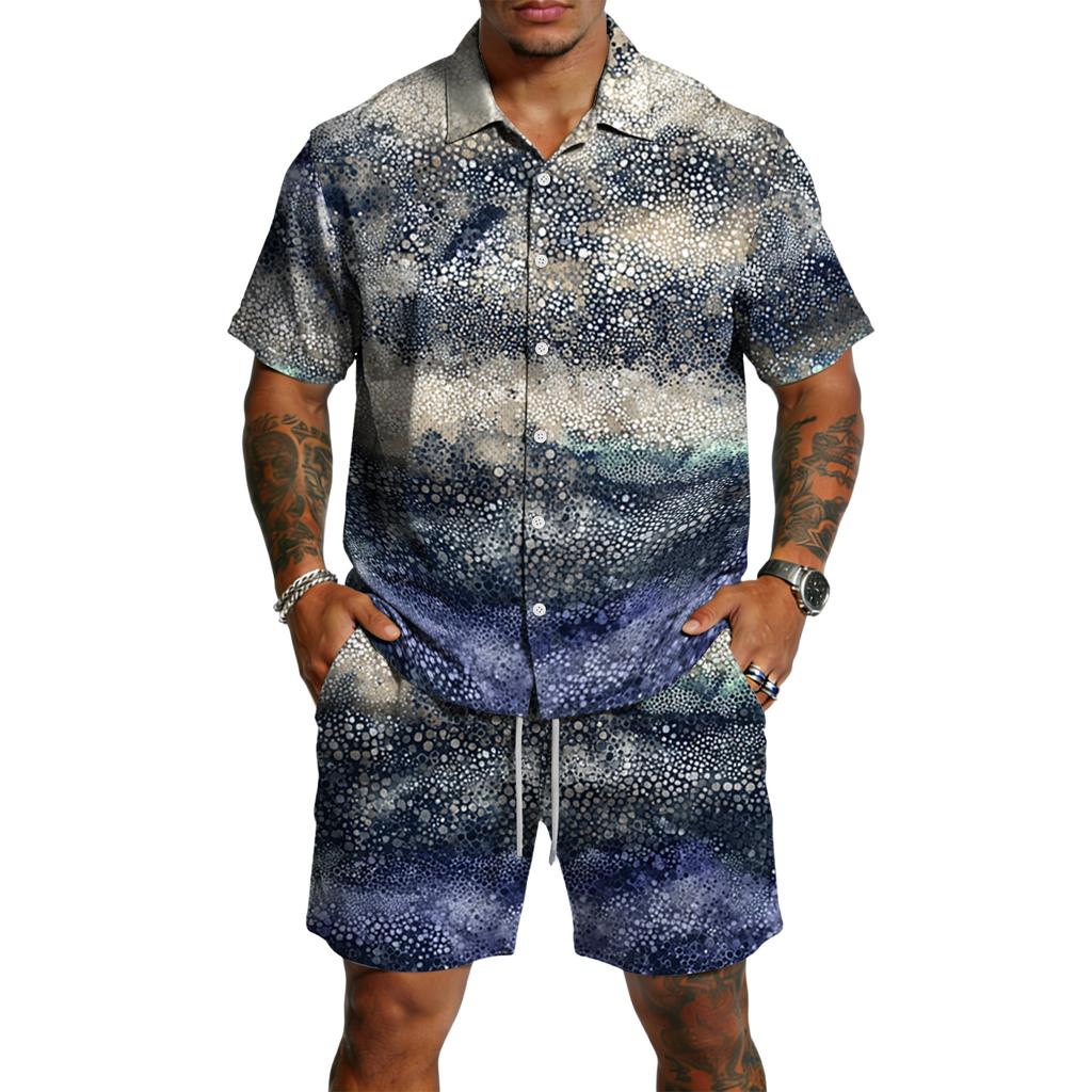 Men's Casual Lightweight Breathable Short-Sleeve Shirt And Shorts Set