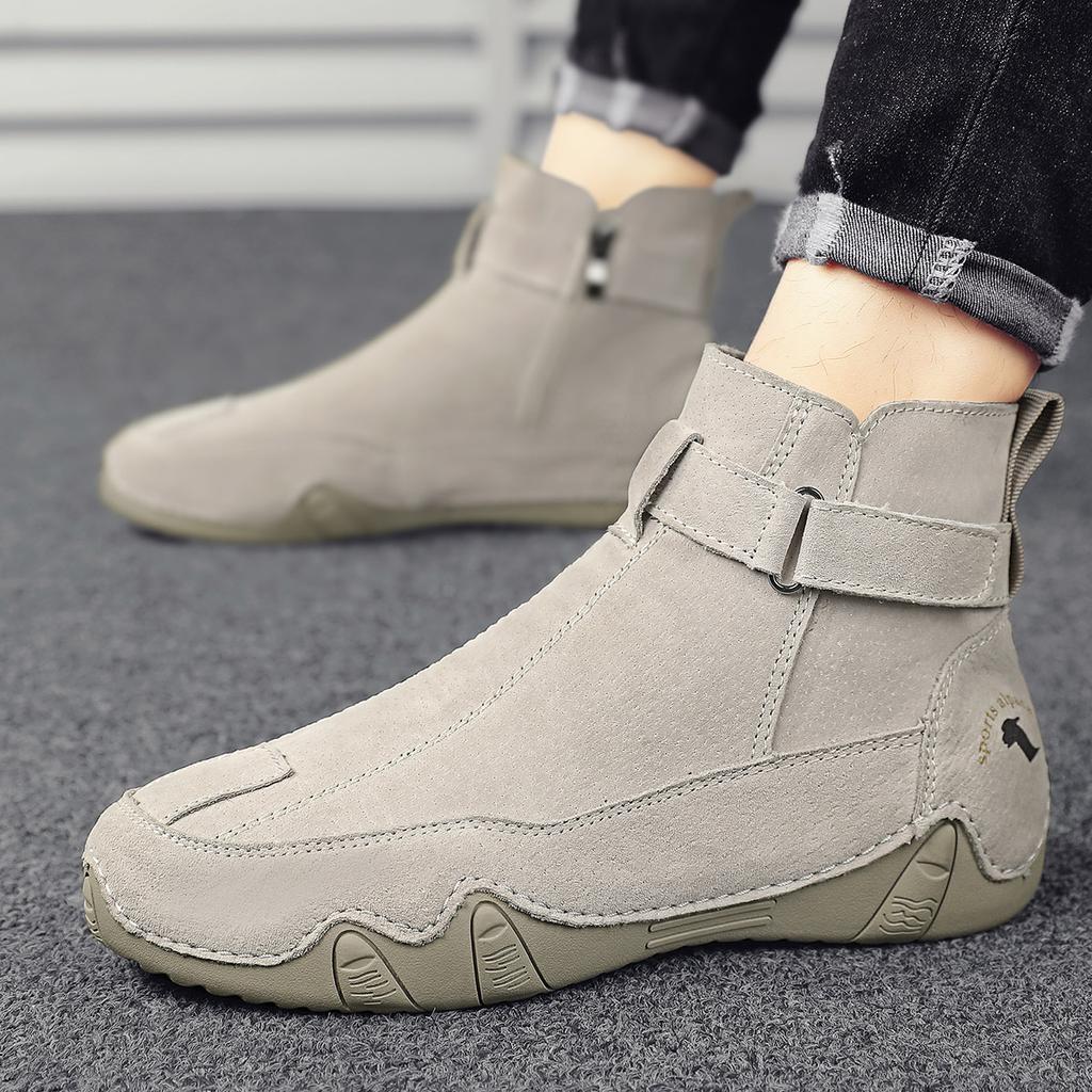 Fashion Men's Microfiber Leather Shoes Spring Autumn Ankle Boots Fashion Design Outdoor Walking Shoes Handmade Casual Male Hiking Boots