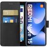Case for Xiaomi Redmi Note 15 4G/5G - Black Wallet Magnetic Flip Cover Card Holder Phonillico®