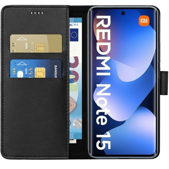 Case for Xiaomi Redmi Note 15 4G/5G - Black Wallet Magnetic Flip Cover Card Holder Phonillico®