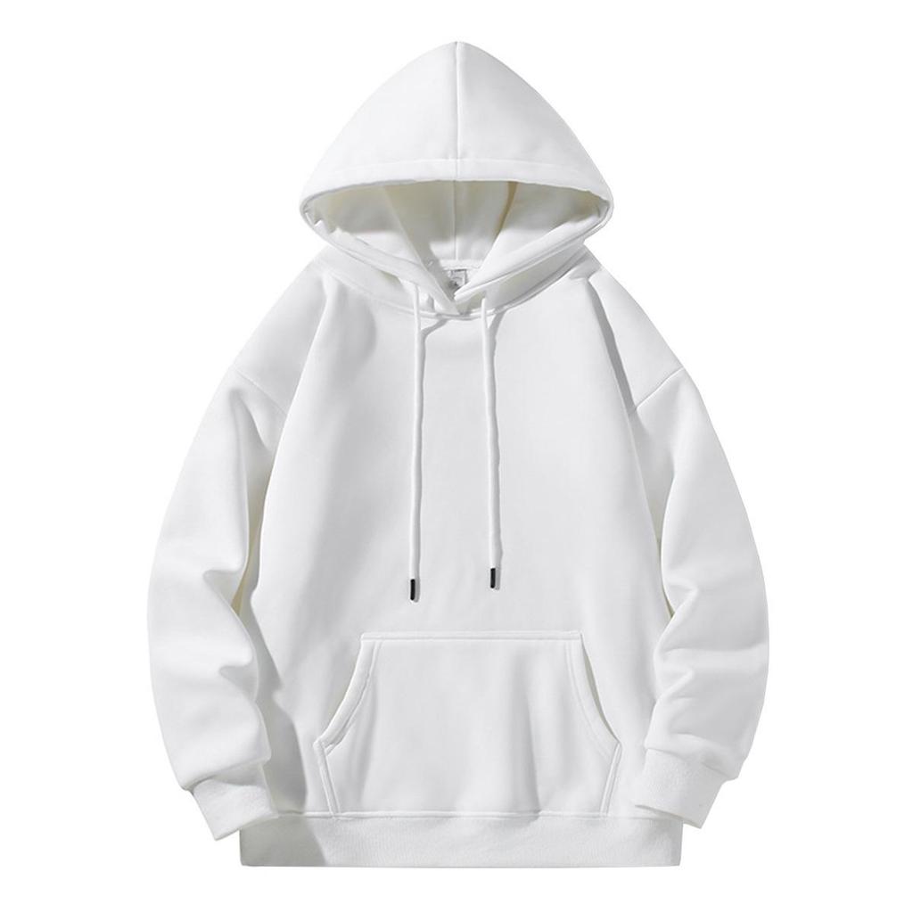 Sweat à capuche unisexe en velours plus - Automne/Hiver Décontracté Coupe ample Haut de couleur unie