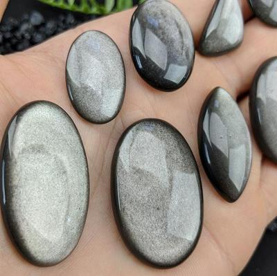 Natural Silver Obsidian Loose Cabochon Gemstone, Loose Polish Mix Shape With All Size Gemstone Lot, Gemstone Lot.