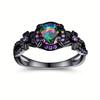 Piece of Rainbow-colored Women's Ring, Wedding Engagement Jewelry, Luxurious Black Ring, Fashionable and Classic
