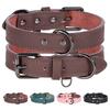 Weiches Strapazierfähiges Echtes Leder Hundehalsband Echtes Leder Haustierhalsbänder für Kleine Mittelgroße Große Hunde Schäferhund Braun Schwarz
