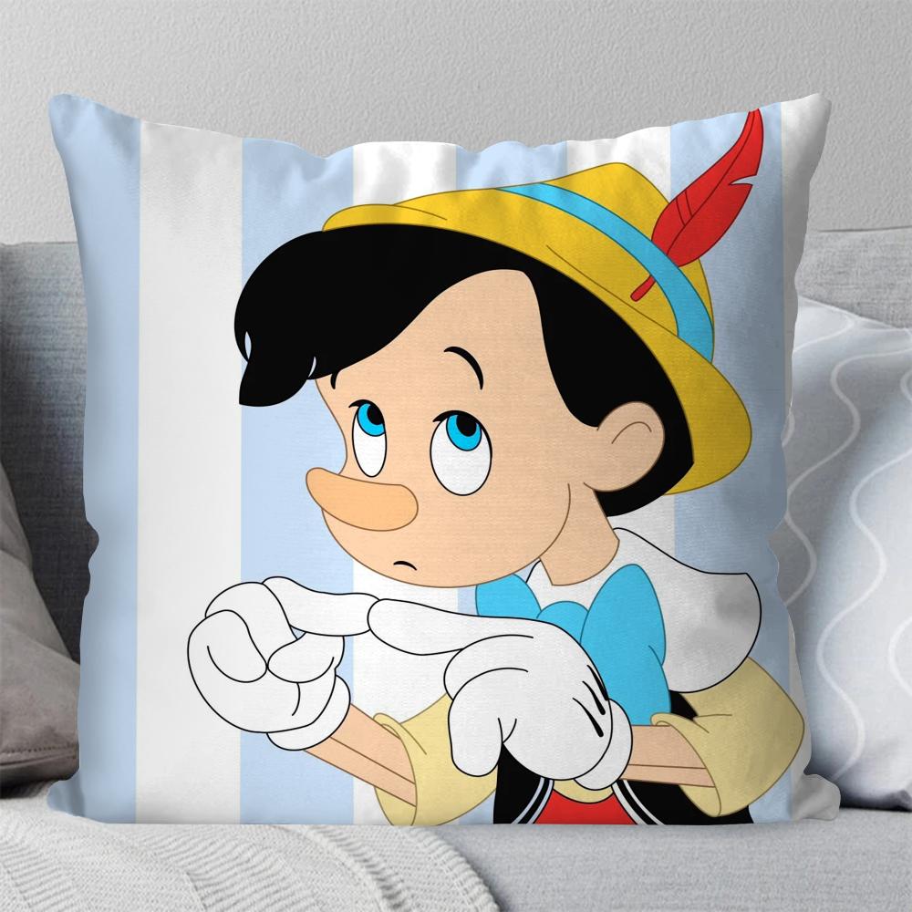 Classic Fairy Tale P-Pinocchio Animation Pillow Case Square Pillow Bedroom Sofa Leisure Comfort LivingRoom Home Decoration 40X40