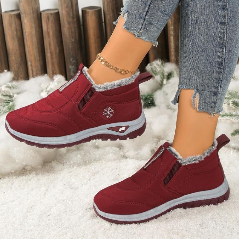 Women Solid Color Winter Boots Warm Round Toe Flat Comfortable Casual Shoes